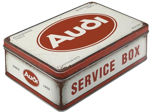 Nostalgic-Art Boîte de conservation rétro plat, 2,5 l, Audi – Service Box – Idée de cadeau pour fans de Audi, récipient en tôle avec couvercle, design vintage