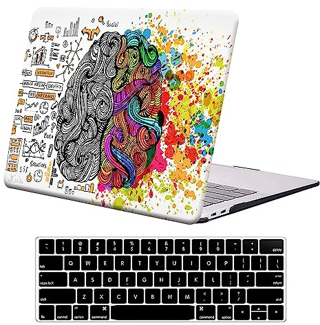 AUSMIX Compatible with MacBook Air 13 inch Case & Keyboard Cover for Mac Air 2020-2021 M1 A2337/A2179/A1932, Plastic Hard Shell Case for MacBook Air 13.3 inch, Formula Brain