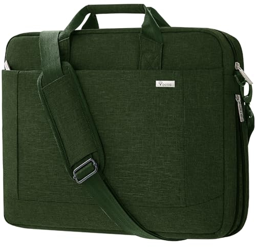 Voova Große Laptoptasche für 14 15 15,6 16 Zoll Laptop, Erweiterbare Laptop Aktentasche, Verdickt Wasserdicht Notebook Tasche, Kann Auf Dem Koffer, Kompatibel mit Macbook Dell HP, Grün