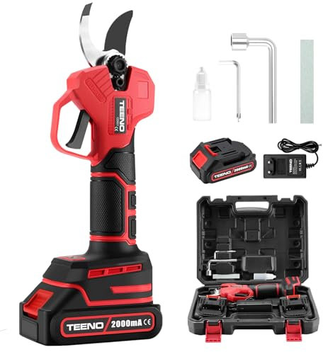 TEENO Tijeras de Podar Electricas Inalámbricas,Motor sin Escobillas,Tijera para Jardinería Podadora Adecuada para Jardines, Ramas,Huertos (1 batterie)