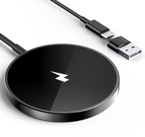Chargeur Induction iPhone, 15W Chargeur Mag-Safe Rapide Chargeur sans Fil iPhone Magnétique Wireless Charger pour iPhone 17/17 Pro/17 Pro Max/16/15/14/13/12/11/X/XS/SE/XR/AirPods AirPods 3/2/Pro, Noir