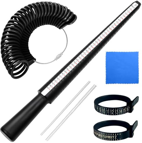 Alethron Ringgrössenmesser, 7 Stück Set Ringmesser Finger, Ring Größenmesser, Ringgröße Messen Set Kunststoff Ring Sizer Ringmaßband von Ringdurchmessern Größenstandard UK, EU, USA