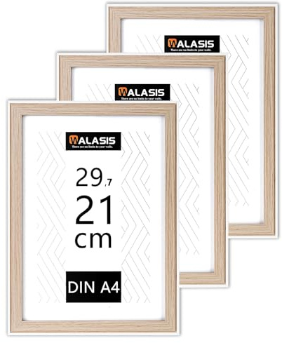 Walasis Cadres Photo A4, (21 x 29,7 cm), Naturel - Avec Blanc, Lot de 3