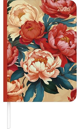 Alpha Edition - Lady Journal Roses 2026 – Taschenkalender A6 (11×15 cm) mit Monatsübersicht, 192 Seiten & 4-sprachigem Kalendarium, eleganter Wochenplaner für Beruf, Schule & Alltag