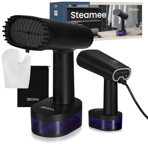 ZEEGMA STEAMEE Défroisseur Portable 2 en 1 pour Vêtements, Fer à Vapeur 1640 W, 370 ml Débit de Vapeur 25 g/min Chauffage 30 secondes Repassage Horizontal et Vertical Sûr pour les Textiles