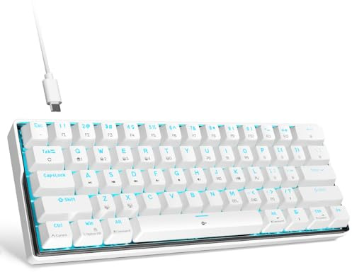 KEMOVE K61SE Clavier de Jeu Mécanique 60%, Switches Rouges, Éclairage RVB Anti-Ghosting, 61 Touches Américaines, pour PC Gamer & Bureau, Blanc