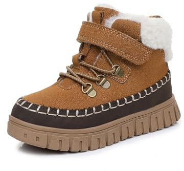 Apakowa Toddler Boys Girls Winter Boots – Warm Lined Snow Boots for Cold Weather with Hook and Loop Closure (Toddler/Little Kid)
