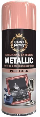 All Purpose Metallic Rose Gold Gloss Spray Paint, Quick Drying, High-Gloss, Multi-Surface Use, Ideal for Crafts, Furniture & DIY Projects, Interior & Exterior Use, 400ml (3)
