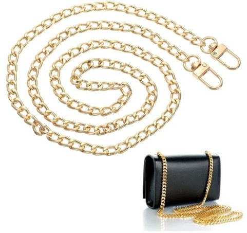 YUVKIN Tracolla Catena per Borsa in Metallo, Catena per Borsa a Tracolla, Catenella per Borsa con Ganci, Accessorio per Borse (120cm) (Oro)