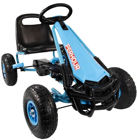 Lemodo Go Kart Tretfahrzeug blau – Kinderfahrzeug mit Luftreifen und Leerlauf, Tretauto für Kinder ab 3 Jahre, GoKart Pedalfahrzeug, Outdoor-Fahrzeug mit Pedalantrieb, Fahrzeug mit Pedalen