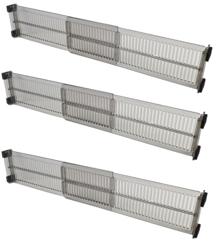 Voxlara 6 Pièces Séparateurs de Tiroirs, Diviseurs de Tiroir Réglable, Séparateur Tiroir Transparent, Organisateur de Tiroir Adjustable en Longueur pour Cuisine Bureau Vanité, 27,5-51cm