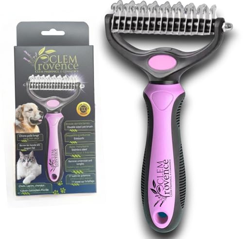 CLEM Provence, Brosse Démêlante Double Lame, Chien & Chat, Poil Long