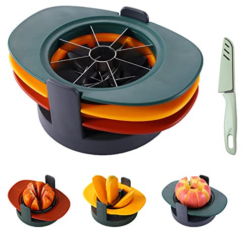 4 en 1 Coupe Fruits, Coupe Pomme, Coupe Mangue, Coupe Tomate, Apple Cutter Multifonctionnel Fruit Slicers Ensemble Ustensile de Cuisine, Fruits Coupe trancheuse, Avec Couteau à Fruits