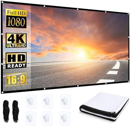 Projector Screen 84 Inch, Andthere 16:9 HD Foldable Portable Outdoor Projector Screen for Garden Bedroom Camping Tent Cinema, Anti-Crease Movie Projection Screens for Indoor Home Office Theater