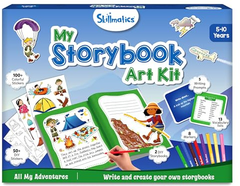 Skillmatics Storybook Art Kit - Create Adventure Stories, DIY Craft & Writing Kit with 300+ Stickers, Scrapbooking & Journal Activity, Gifts for Kids Ages 5, 6, 7, 8, 9, 10