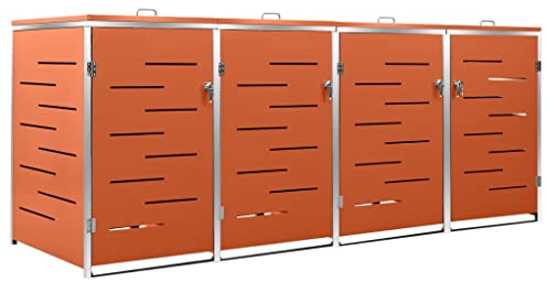 Abri Poubelle Extérieur, Cache Poubelle Abri pour Poubelle Conteneur pour Cache-Poubelle Abri pour Quatre poubelles 276,5x77,5x112,5 cm INOX