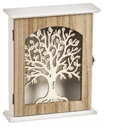 Rongxze Cassetta portachiavi in legno, con albero della vita, con gancio, decorazione vintage, in legno, per ingresso, corridoio, ufficio