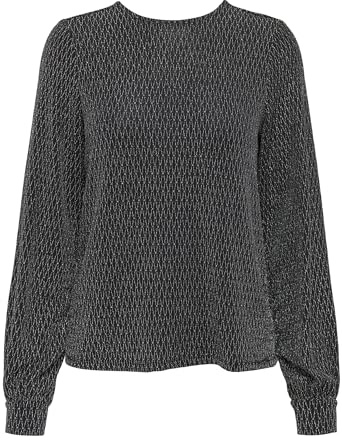 ONLY Onlcarol L/S Glitter Bow Top Box Jrs, Negro, XL Mujeres