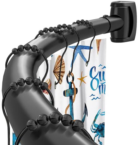 Curved Shower Curtain Rod 42-78 Inches Adjustable Black Round Shower Rods Bowed Shower Curtain Rod Bathroom, Bathtub, Stall Rust proof, Premium Stainless Steel Need To Drill