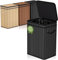 Mihoho Grande poubelle de 80 litres avec couvercle, corbeille à déchets en bambou, poubelle d'extérieur pour la maison, le bureau, la salle de bain, la cuisine 40X30X60 CM (noir)