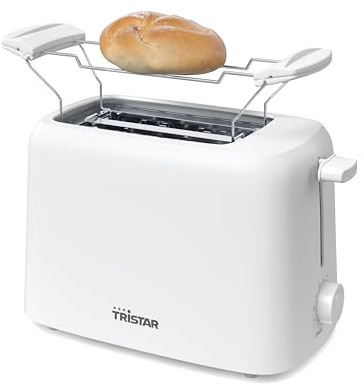 Tristar Tostapane, 2 Fessure, 650W, 6 Livelli di Doratura, Funzioni Scongelamento, Riscaldamento e Annullamento, Spegnimento Automatico, Vassoio Briciole, Scalda Panini, BR-1061