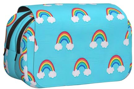 JBJGKHLP Vielseitiges Federmäppchen mit Regenbogen-Wolken-Motiv, großes Fassungsvermögen, Make-up, Kulturbeutel, Reisen, Büro