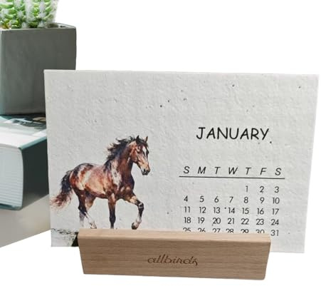 Kalender 2026 | Planteringspappersplanerare med träbas, skrivbordskalender för 12 månader | för , skola, klassrum, sovsal och studio