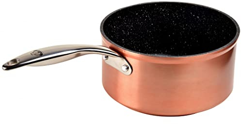 Casserole en revêtement cuivre - KitchenPro - Venteo - Casserole antiadhésif - Résistant/Revêtement unique - Poignée inox non amovible - Diamètre 20cm - Goût d'autrefois - Tous types de feu