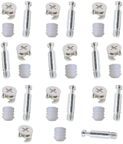 Merriway BH06259 platt paket möbelskåp fixeringsskruv låsande kambult mutter (15 mm x 12 mm) och duvel (M6 x 44 mm), set med 10 stycken