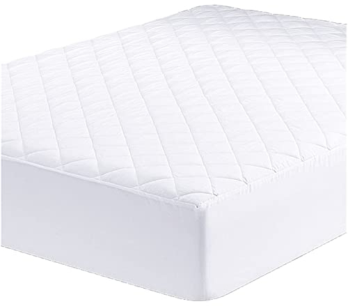 UYEESE King Size Mattress Protector - Quilted Extra Deep Pocket Mattress Cover, Breathable Hypoallergenic and Noiseless Mattress Pad Fitted Bed Sheet (King 152 x 203 + 40 cm) White