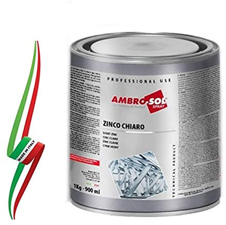 VERNICE ZINCANTE A FREDDO ZINCO CHIARO PROTETTIVO PER ESTERNI 900 ml - 1 KgAMBRO-SOL ITALY