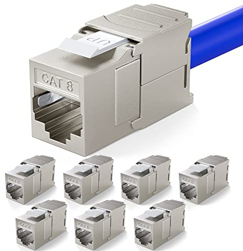 HB-Digital 8x CAT 8.1 Keystone Modulo Connettore 2000 MHz 40 Gbit STP Jack RJ 45 per Patch Panel Ethernet LAN Posa del cavo
