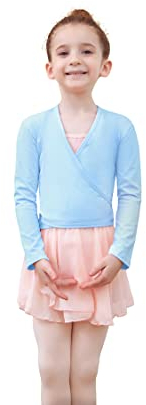 Tancefair Ballettjacke Mädchen Kinder Ballett Wickeljacke Baumwoll Tanz Ballettjacke Gymnastik Langarm Wärmende Ballettkleidung für Mädchen Damen