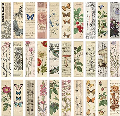 Vintage Style Bookmarks for Women Men, 30PCS (Gentle Whisper)