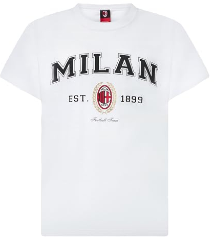 AC Milan T-Shirt College Collection, Uomo, Prodotto Ufficiale, Bianco, L