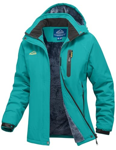 donhobo Women's Winter Waterproof Hiking Jackets,Women Snow Skiing Jackets,Ladies Outdoor Fleece Walking Jacket Coat Blue S