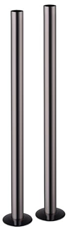 Go Bathrooms Black Brass Radiator Pipe Covers 300mm x 18mm, 2 Pack, Conceals Unsightly Pipes, Easy Installation, Complements Various Interior Styles