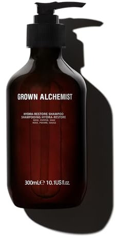 Grown Alchemist Hydra-Restore Hydrating Shampoo - Sage, Pepper & Rose, Sulphate Free - Clarifying Shampoo to Remove Build Up, Deep Cleansing & Hair Strengthening - Natural Vegan Formula 300 ml