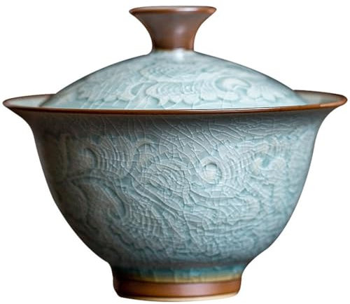 EOTRERANQ Accessori for Il tè Scodella con Coperchio in Rilievo Vintage Tazza da tè in Ceramica con Coperchio Macchina for Il tè for l'home Office