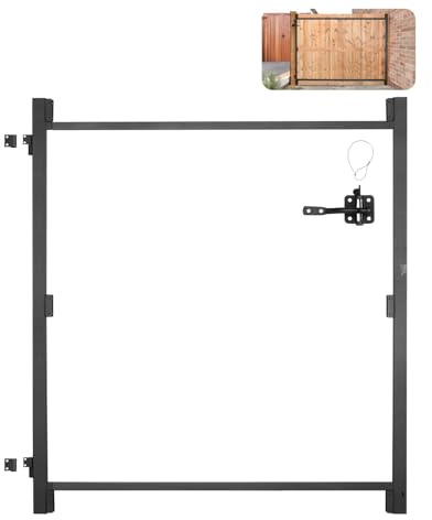 VEVOR Gate Building Kit, Fits 60 to 96 in Wide Openings, Up from 6 to 7 ft High Fence, Adjustable Gate Building Kit, Anti Sag Full Gate Frame Kit with Latch Lock, Screw, for Wooden Fence, Iron, Black