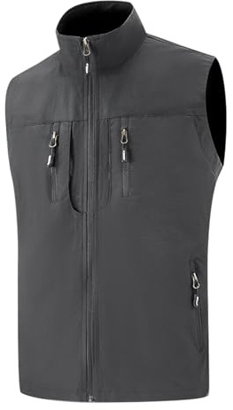 DUHENWU Gilet de pêche pour homme avec de nombreuses poches - Léger - Sans manches - Respirant - Gilet de travail - Camping - Photographie - Chasse - Gilet multifonction - Séchage rapide - Gilet d'été
