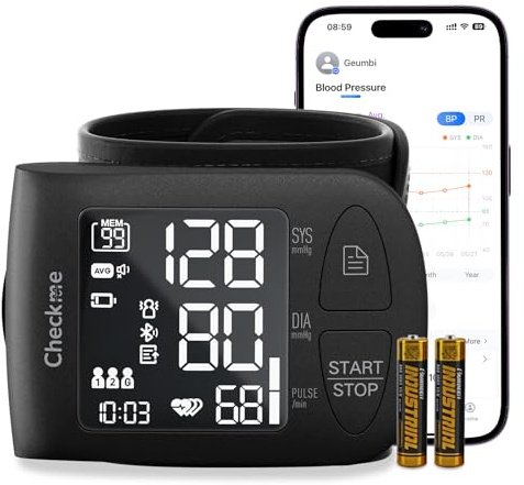 Checkme Wrist Blood Pressure Monitor for Home Use, Bluetooth BP Machine