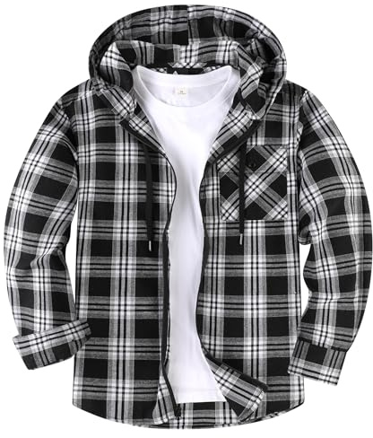 SwissWell Camisas Franela para Hombre Camisas a Cuadros con Capucha Camisa de Manga Larga Chaqueta Camisa de Leñador para Trabajo Senderismo Camping