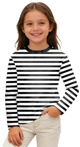Maglietta a Righe per Bambini, Casual, a Righe, Girocollo, a Maniche Lunghe, a Righe, per Carnevale, per 3-14 Anni