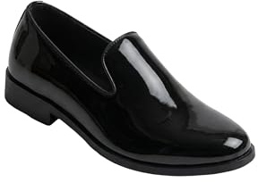 SIRRI pojkar patent svarta loafers slip on skor svart slips bröllop bal formella skor