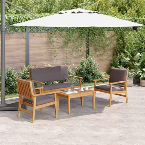 RCODSSK Moderno set di 4 divani da giardino in legno di acacia con seduta da 120 x 65,5 x 79 cm, set di divani da esterno per 4 posti a sedere in colore marrone