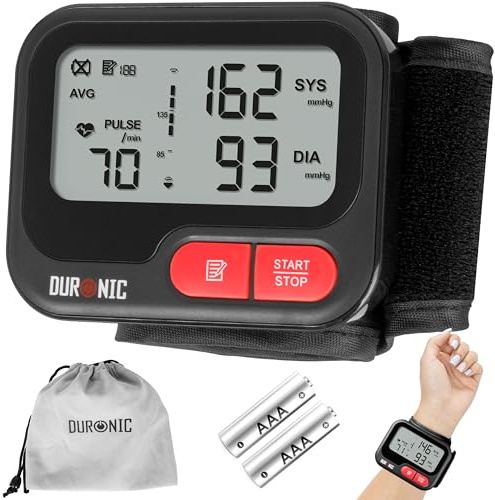 Duronic BPM65 BK Misuratore di Pressione da Polso Digitale Automatico, Sfigmomanometro Portatile, Display Retroilluminato, Memoria, Rilevazione Aritmie, Misura Pressione Arteriosa e Battito, Nero