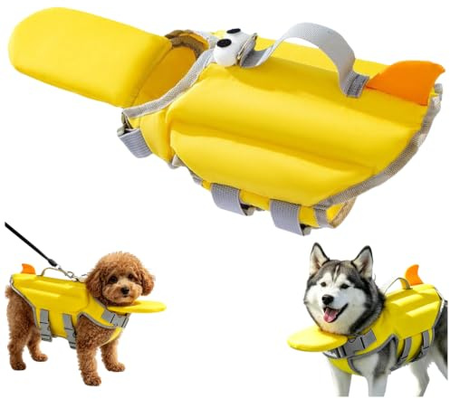 Gilet de Sauvetage pour Chien, Gilet Flottant Chien avec Support de Tête et Poignée de Secours, Gilet de Flottaison pour Bouledogue Français, Harnais Flottant pour Natation Paddle Kayak Plage，XXL