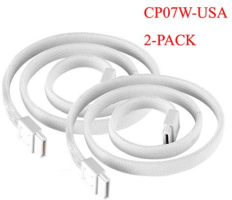 SilverStone Technology CP07W SATA 3 Sleeved White Cable with EMI Guard for 6Gb/s 2-Pack