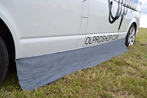 OLPRO Caravan Awning Skirt & Draught Excluder – Grey 170cm x 36cm Wind Blocker for Campervans, Motorhomes & Caravans – Wheel Arch Cover with Elasticated Ties & Carry Bag